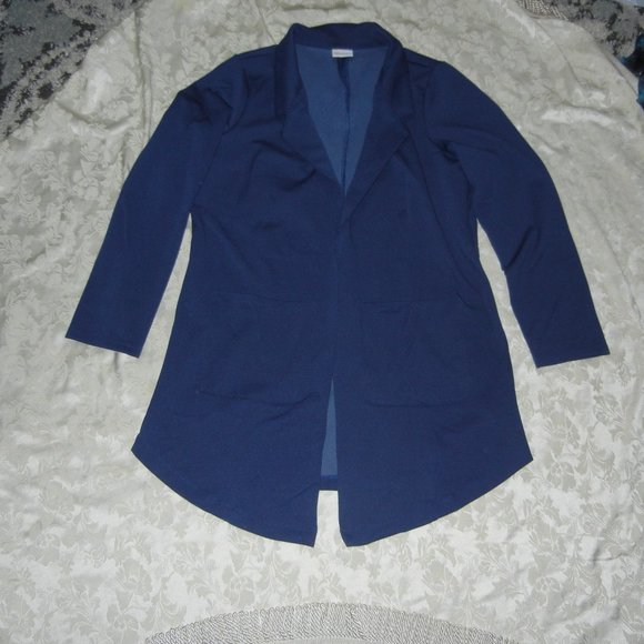 LuLaRoe Gwen Blazer Size XLarge Navy Blue Open Front Pockets No closure - Picture 1 of 4